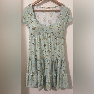 Derek Heart Floral Print Dress in Light Green